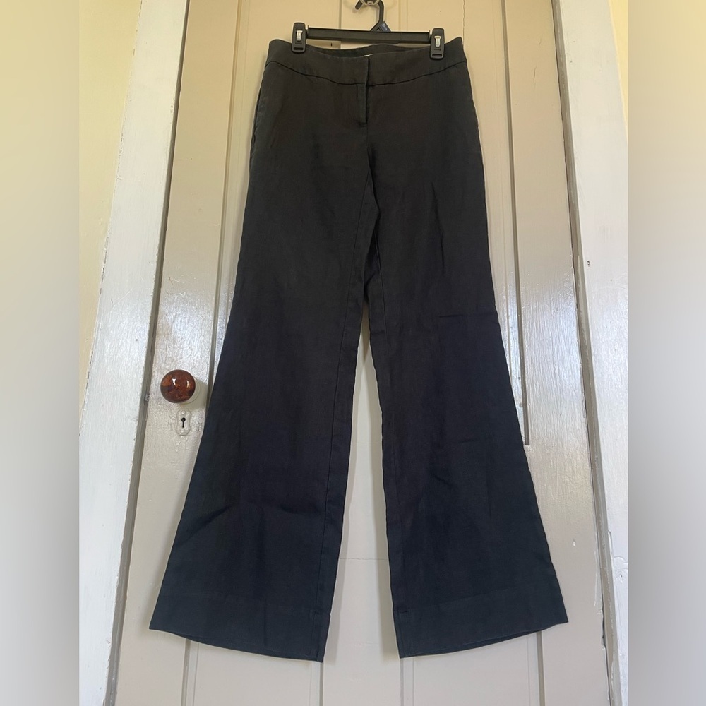 LOFT Black 100% Linen Mid-Rise Business Casual Trousers Pants Office Work NWOT - Picture 3 of 13